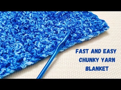 How To Crochet a Fast and Easy Speckled Chunky Yarn Blanket