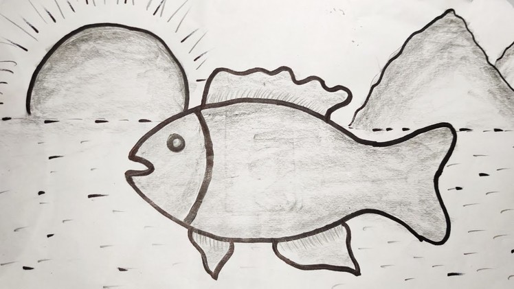 How to draw a fish || easy fish drawing tutorial for kids || step by step fish in jheel draw