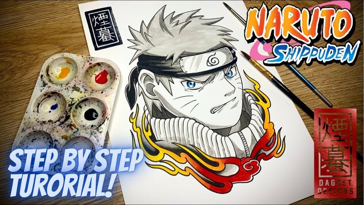 How To Draw NARUTO Easy - Anime Tattoo Drawing