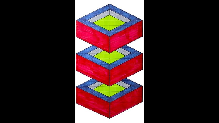 How to draw psychedelic 3D cube | Draw 1 min | 3D Art #Shorts