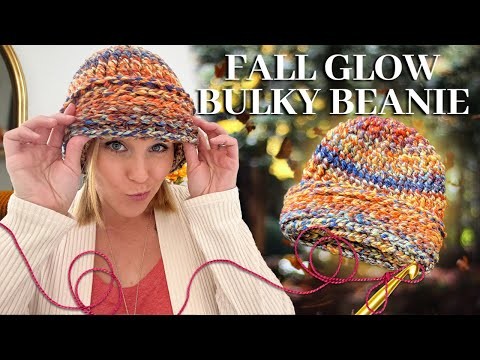 Left Handed Fall Glow Crochet Bulky Beanie Tutorial. September Bulky Beanie. How To Step-By-Step
