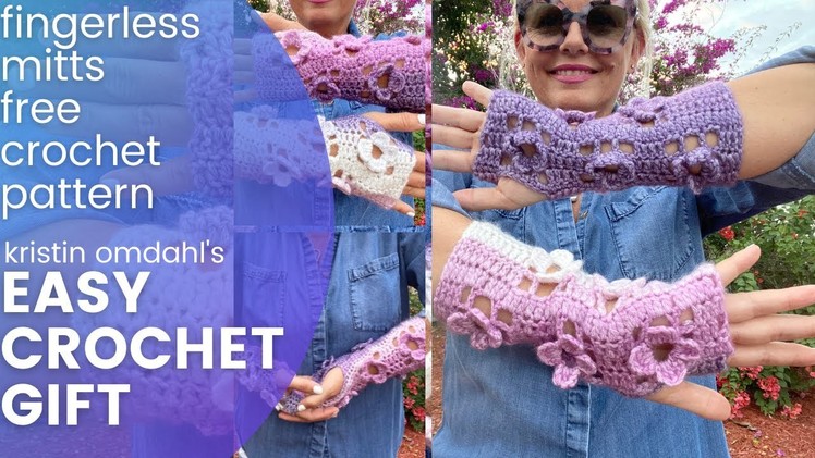 Vivid Petal Fingerless Mitts Free Crochet Pattern Part 1 Step by Step Fast Easy Beginner Gift Idea