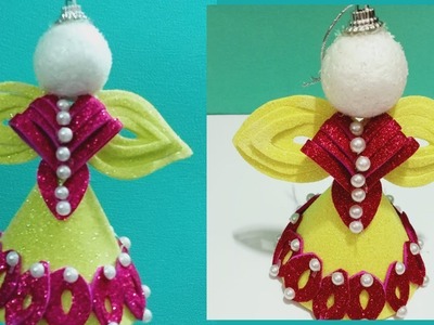 Christmas angel ornament using glitter foamsheet | Christmas decoration | glitter formsheet craft