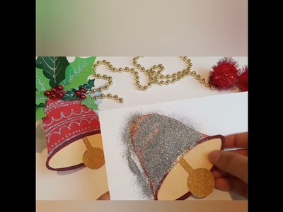 Christmas Bell Glitter Art | How to make Glitter Christmas Bell