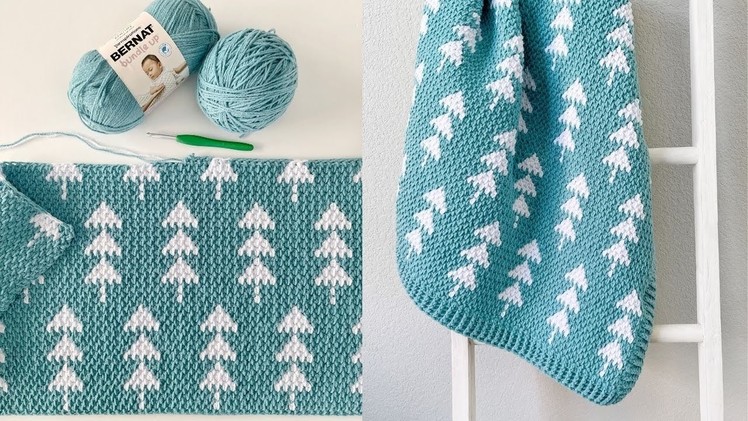 Crochet Winter Trees Baby Blanket