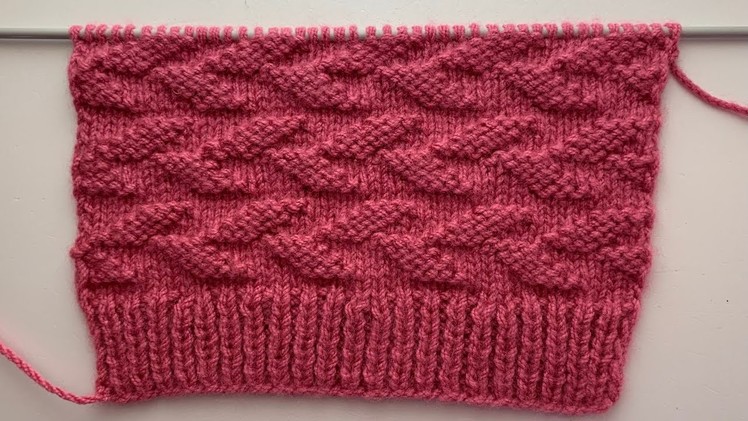 Horizontal Leaf Stitch Pattern For Sweater.Blankets