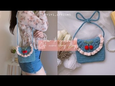 ???? How to Crochet Mini sling Bag | Cute Cherry Crochet Bag ????