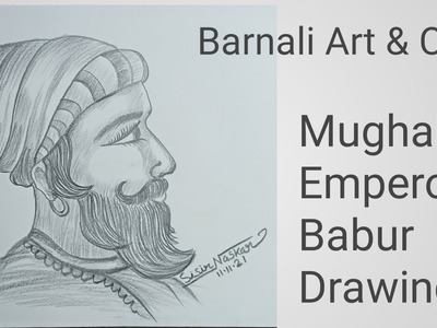 How to draw Mughal Emperor Babur.Babur painting.   Babur drawing tutorial Step by step