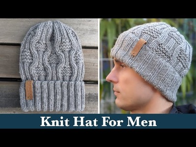 Knitting a Hat for Men on Circular Needles || Broadway Knit Hat for Your Husband, Son, Friend.