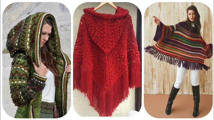 Latest Beautiful fashion trends crochet poncho and hoodie winter cardigan