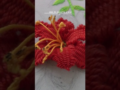 Lily flower 3D Embroidery picot stitch Floral Embroidery tutorial #shorts