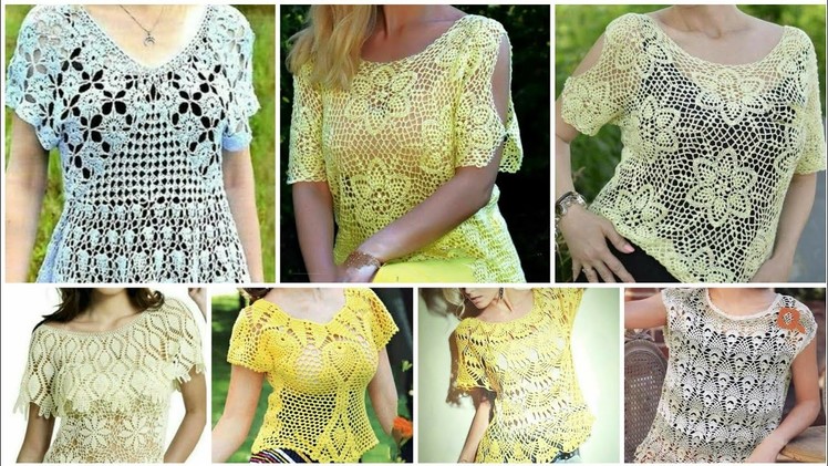 Trendy Top*Fashion* Gorgeous Fancy Crochet Embroidered Knitting Blouse Leaves Pattern Tops for girls