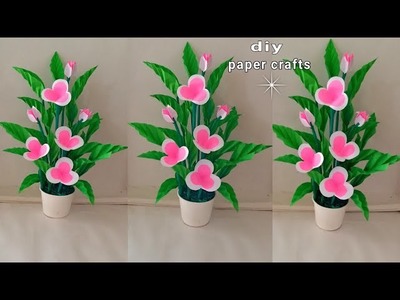Beautiful Paper Flower Making | Paper Crafts For School | Home Decor | Paper Craft | Paper Flowers