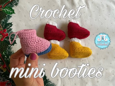 Christmas ornaments | vid005 | Crochet mini booties | crochet for beginners