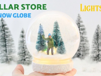 *DIY* DOLLAR TREE SNOW GLOBE || *LIGHTS UP* || New $1 Christmas Winter Crafts