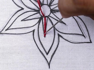 Easy hand embroidery tutorial for beginners: buttonhole stitch embroidery | nakshi kantha design