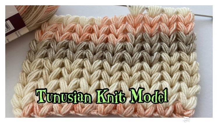 Easy Tunusian Knit Model -6-. Kolay Tunus İşi Örgü Modeli -6-