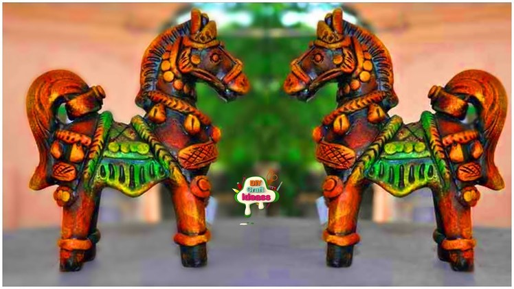 Terracotta Horse making idea with waste material Best out of waste bottle | Arush diy craft ideas