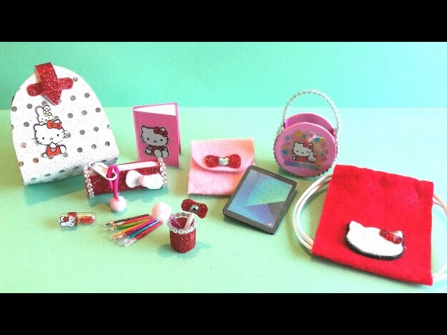 12 DIY Hello Kitty Miniature School Supplies and crafts | Miniature Backpack