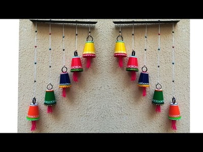 Best Out of Waste Idea. DIY Wall Hanging using Disposable Glass.   Easy Woollen Craft