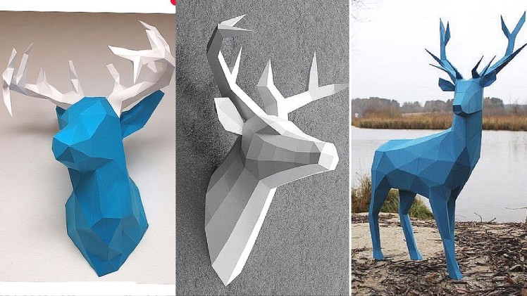 DIY 3D Paper Deer Head 2019 | paper crafts wall hangings easy I origami craft