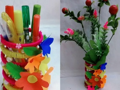 #Diy #BestOutOfWaste
Make a beautiful pen holder.flower vase with waste bangles
