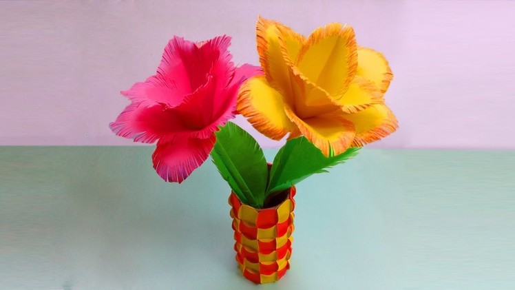DIY: Making Paper Flowers Decoration Ideas - Very Easy Paper Flowers Decoration at Home