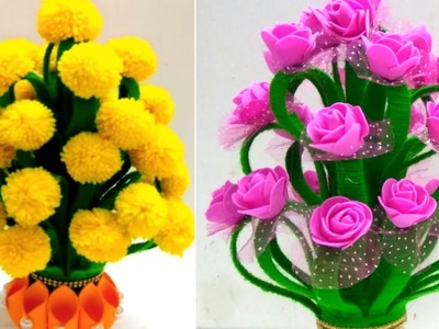 DIY-Woolen Guldasta New Ideas.Flower Pot.Waste Plastic bottle Guldassta.New craft.DIY Craft2019
