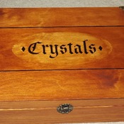 FREE POST - Wooden CRYSTAL Storage Box with 12 compartments. Ages design with ornate antique clasp and corners.