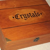 FREE POST - Wooden CRYSTAL Storage Box with 12 compartments. Ages design with ornate antique clasp and corners.