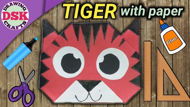 HOW TO MAKE EASY TIGER FACE WITH COLOR PAPER STEP BY STEP || DIY PAPER CRAFTS