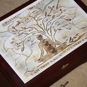 FREE POST - LOCKABLE Handmade CRYSTAL Tree Of Life wooden jewellery box. Beautiful & Unique. All major Chakra symbols. Spiritual Healing.