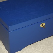 FREE POST - LOCKABLE Handmade wooden BLUE jewellery box. Engraved pattern. Brass key plate. Beautiful & Unique. Wooden Storage with lock.
