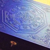 FREE POST - LOCKABLE Handmade wooden BLUE jewellery box. Engraved pattern. Brass key plate. Beautiful & Unique. Wooden Storage with lock.