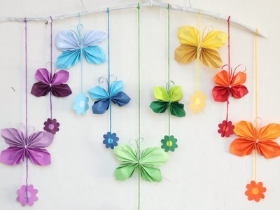 Paper Butterfly Wall Hanging Tutorial - DIY easy paper decor ideas