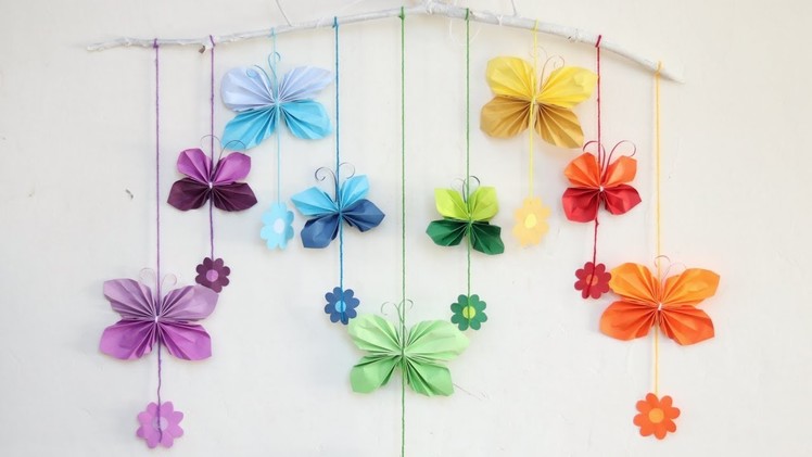 Paper Butterfly Wall Hanging Tutorial - DIY easy paper decor ideas