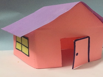 Paper house making-very easy way- best for school project work.របៀបបត់រូបផ្ទះពីក្រដាសងាយៗ