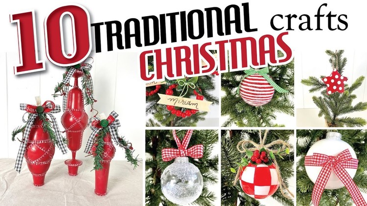10 Traditional Red and White Christmas DIY Ornaments | Dollar Tree Holiday Crafts