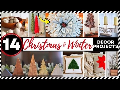 ????14 EASY DIY CHRISTMAS & WINTER DECOR CRAFT IDEAS! Paper Wreath, Pillow, Pinecones, Wood, Farmhouse