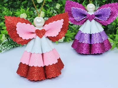 3D Christmas Angels From Eva Glitter Foam????Christmas Decorations????DIY Christmas Angels