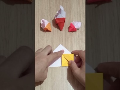 3d Origami Ice Cream | Craft ideas #origami #shorts #diy  #papercraft #5minutecrafts #easycraft