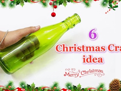 6 Christmas Glass bottle decoration idea Step by step at home | DIY Christmas craft idea????161