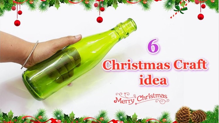 6 Christmas Glass bottle decoration idea Step by step at home | DIY Christmas craft idea????161