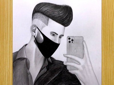 A Mask Boy with Selfiee Sketch for beginners | How to Draw a boy | Draw a Hair | The Crazy Sketcher