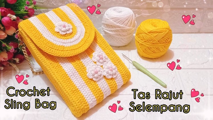 Cara Membuat Tas Selempang Rajut || Crochet Sling Bag