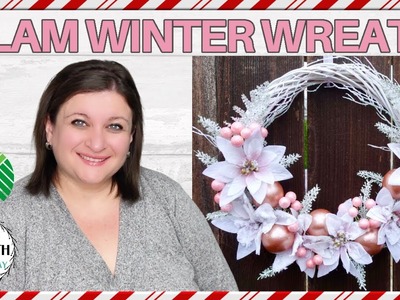 CHRISTMAS POINSETTIA GLAM WREATH | DOLLAR TREE WREATH DIY | HOW TO MAKE EASY WINTER WREATH TUTORIAL