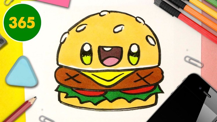 COMMENT DESSINER un HAMBURGER KAWAII ❤️  Dessins kawaii facile