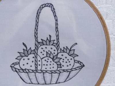 Creative embroidery, Hand embroidery beautiful basket design stitches, Strawberry embroidery