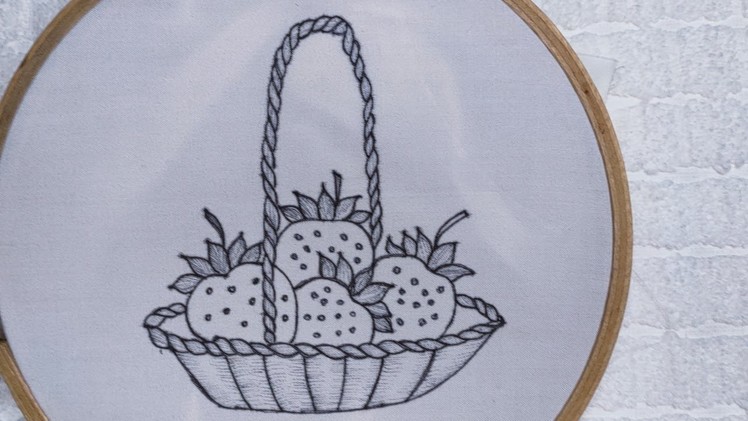 Creative embroidery, Hand embroidery beautiful basket design stitches, Strawberry embroidery