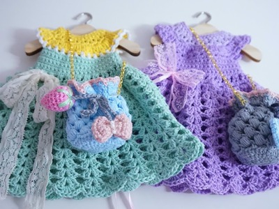 Crochet dresses for doll size 14" . tutorial